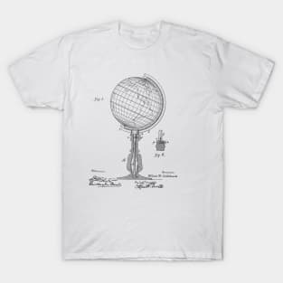 Globe Vintage Patent Hand Drawing T-Shirt